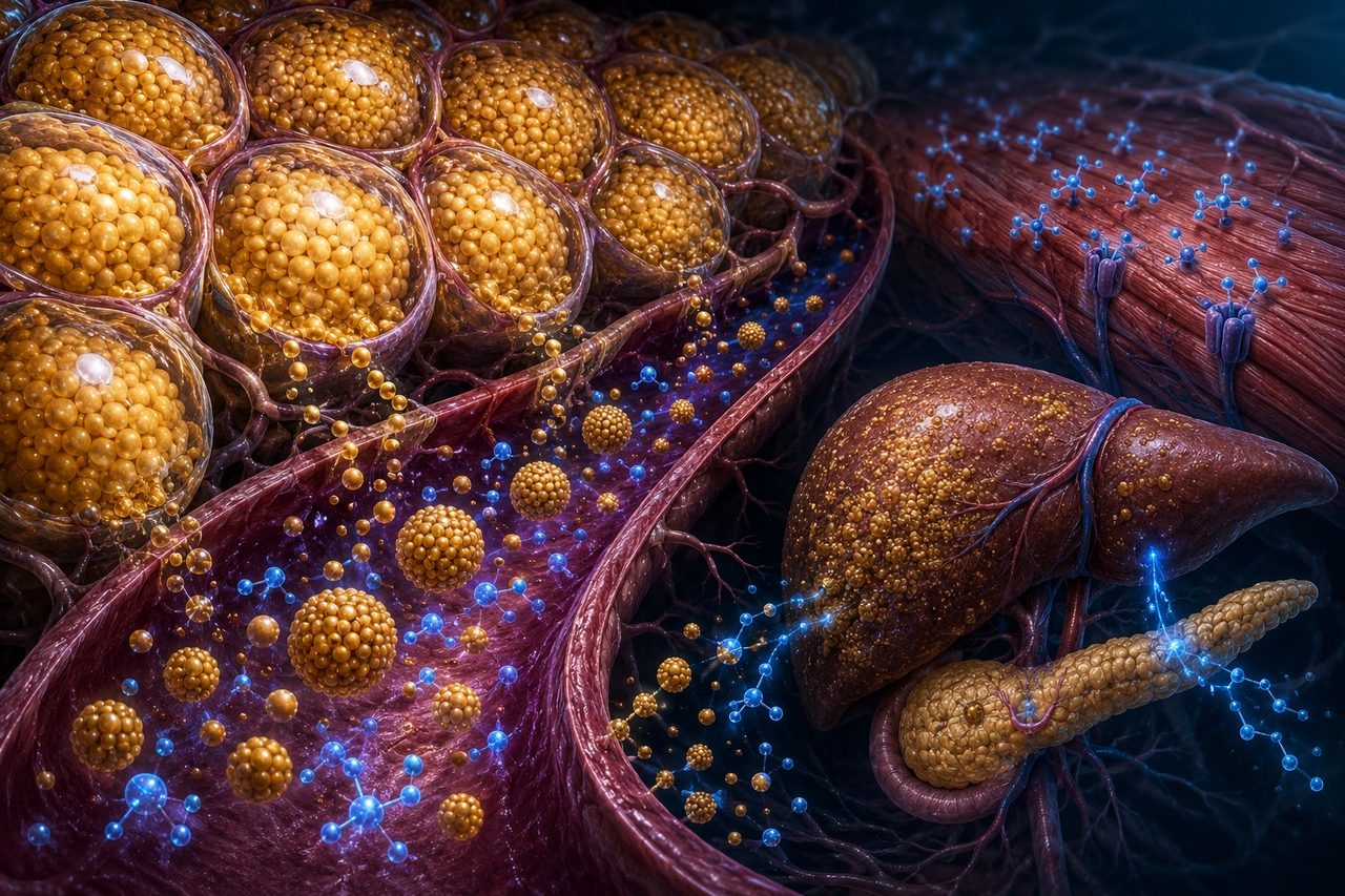 Fat overflowing into the liver and pancreas — the personal fat threshold.